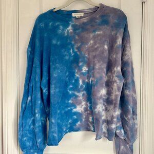 Treasure & Bond Lightweight Purple Blue Tie-Dye Sweatshirt Size L